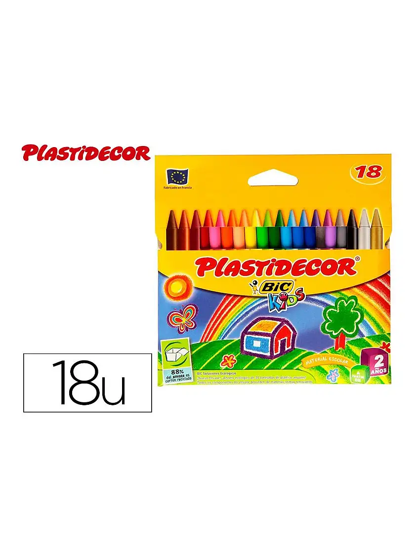 Lapices Cera Plastidecor Caja De 18 Colores Surtidos